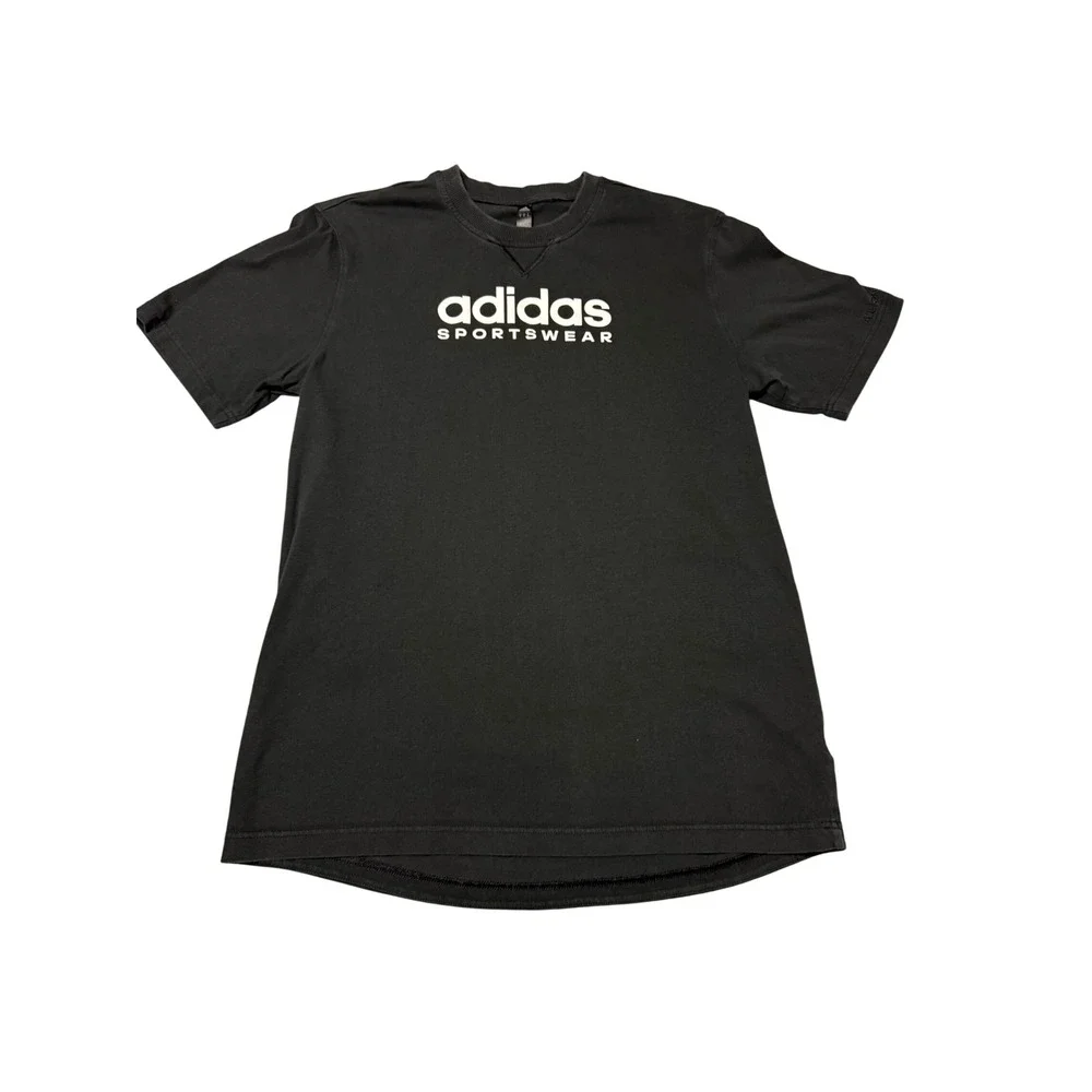 Adidas Sportswear T-Shirt Mens Size M Black Graphic Logo Cotton Tee